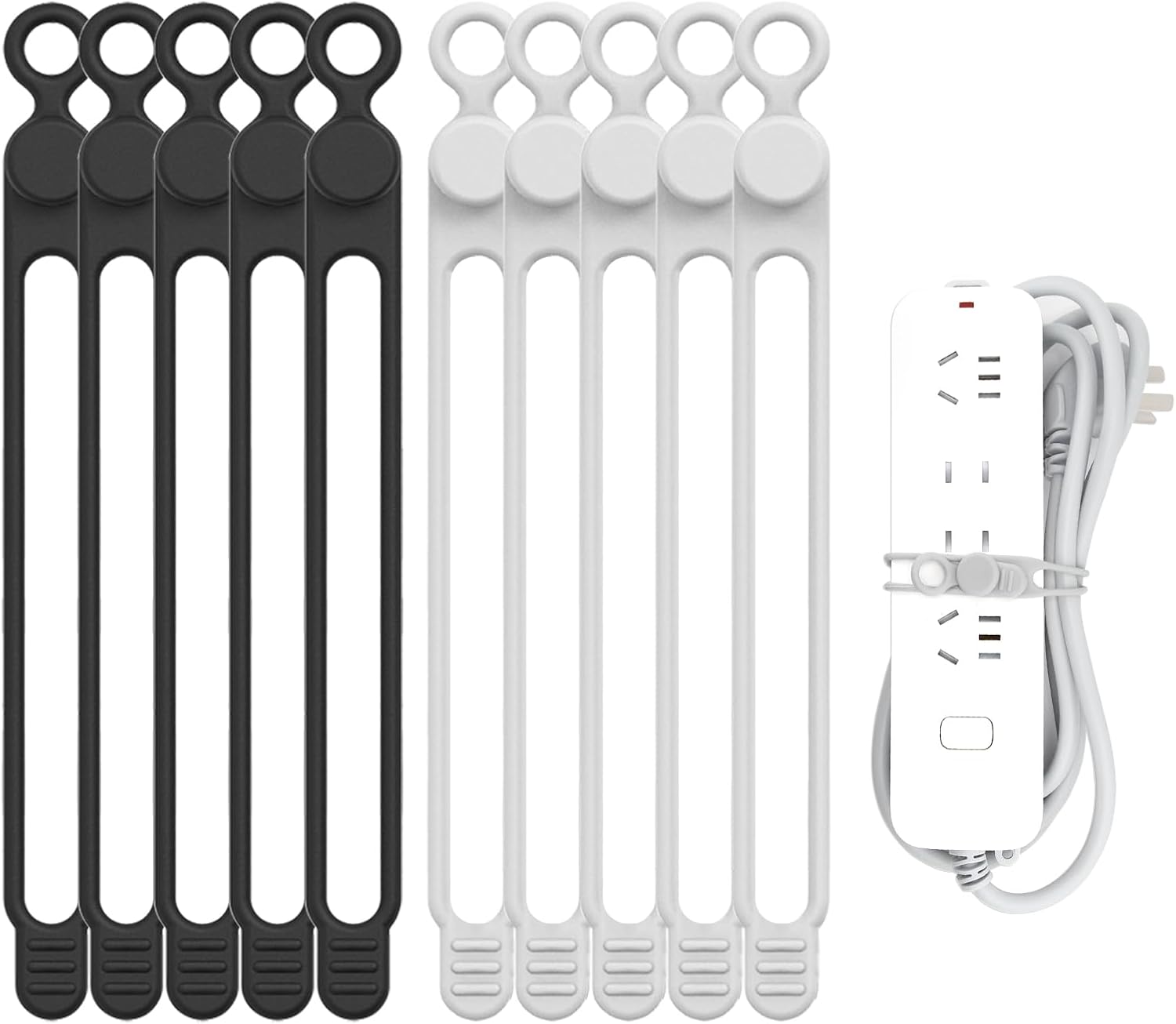 UMUST Silicone Cable Straps, 10pcs Extra-Long Reusable Hanging Organizer for Cables, Kitchen, Home, School